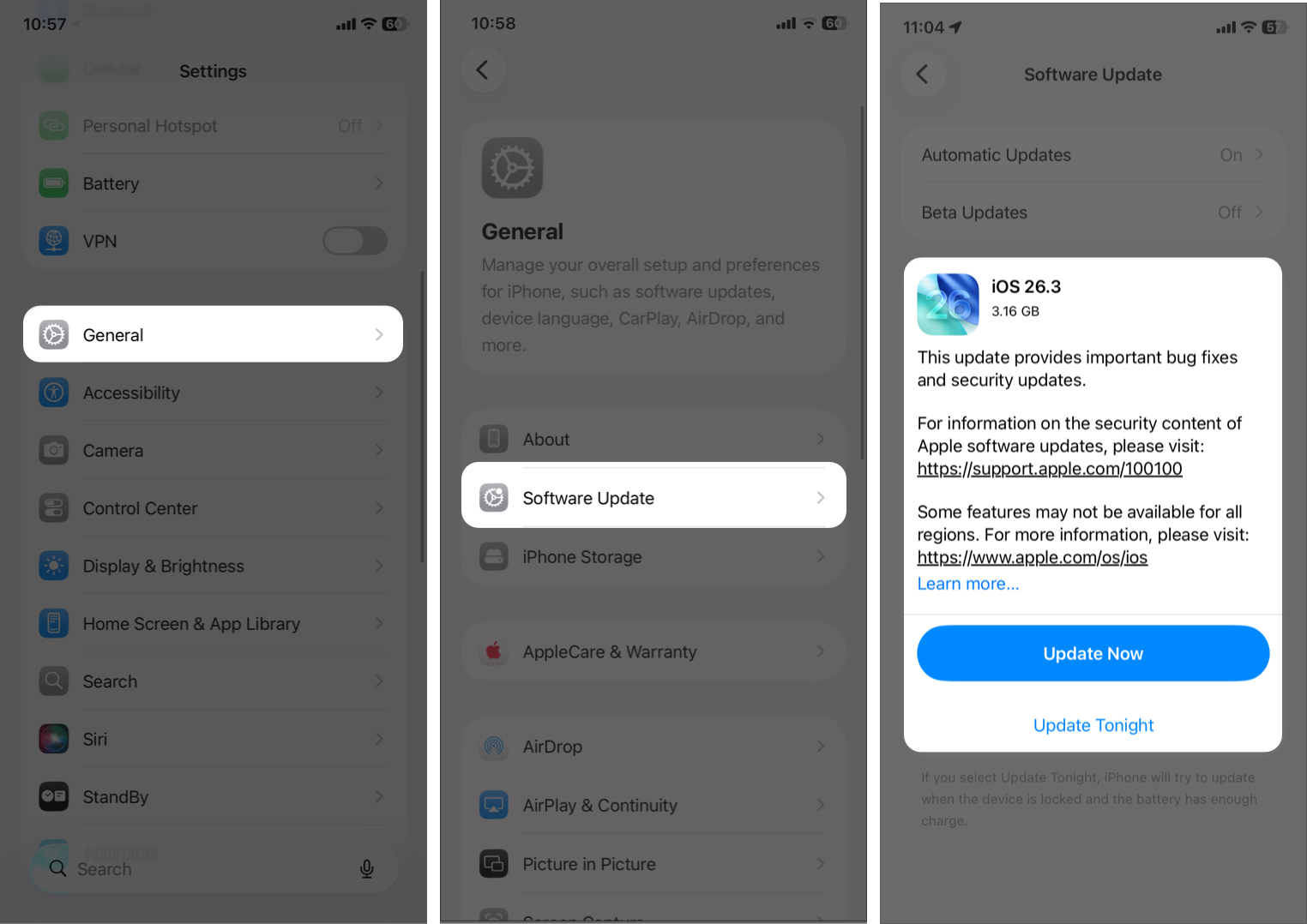 Update iOS and Carrier Settings