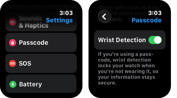 Wrist Detection is Enabled