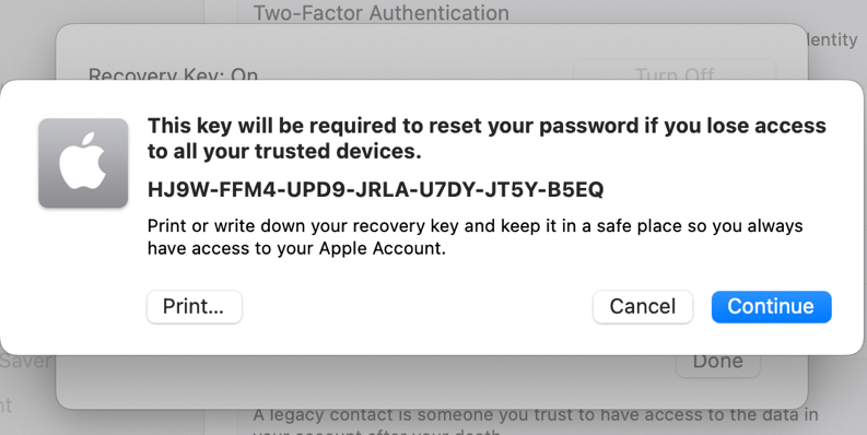 Your new key will appear