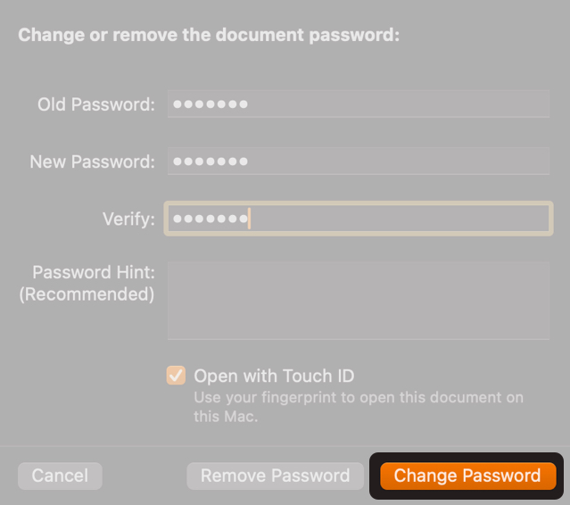 click Change Password