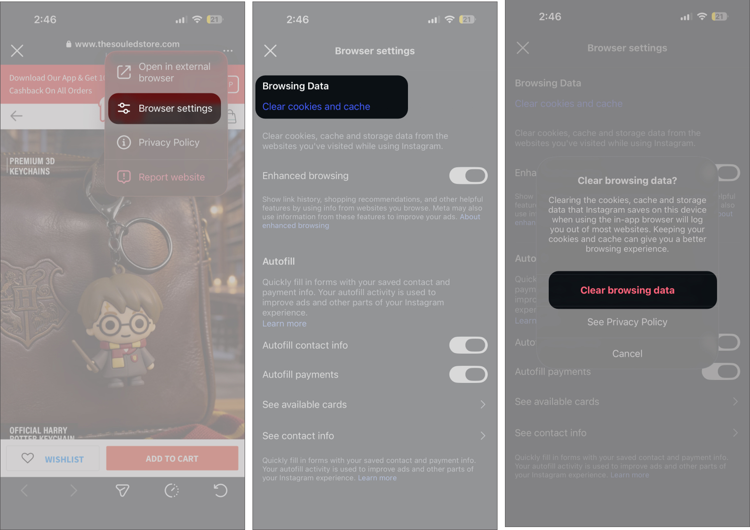 Clear Instagram Browser Cache