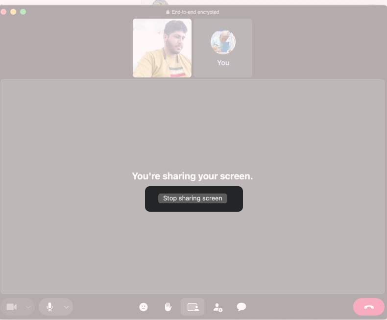 Click Stop sharing in WhatsApp In Mac
