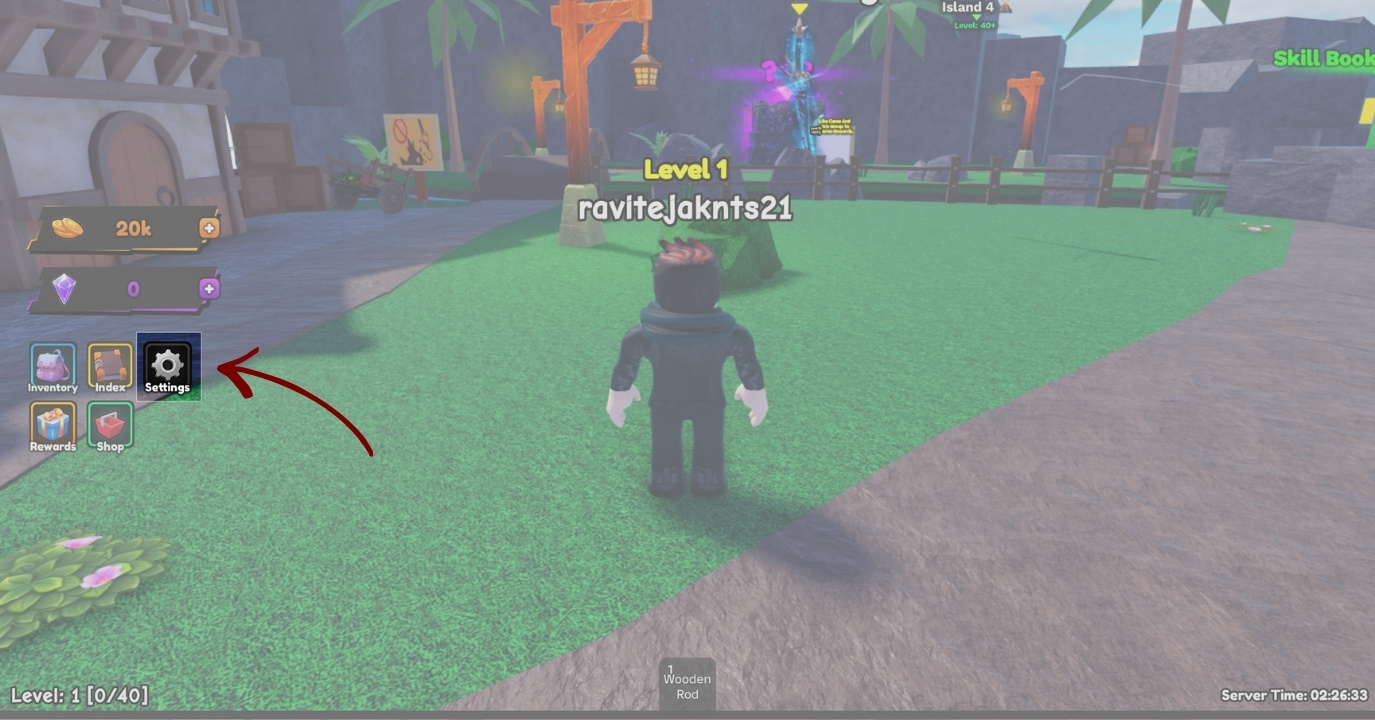 Click the Settings icon On The Left Side of the Screen