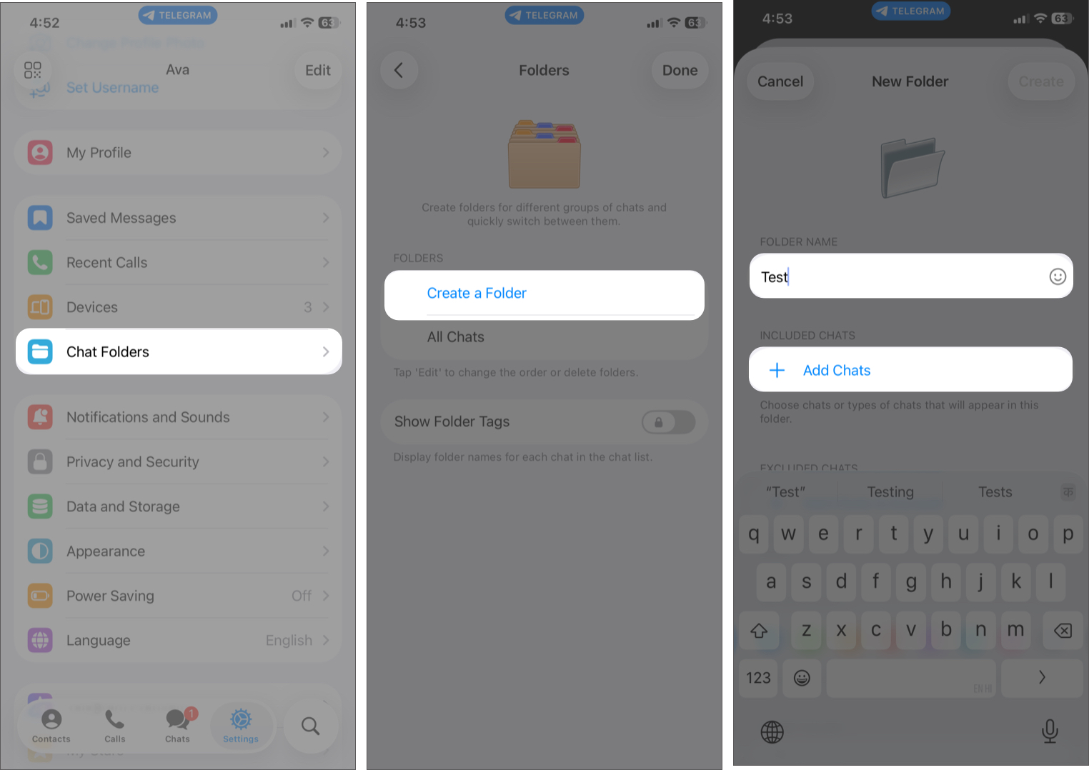 Create a Chat Folders in Telegram