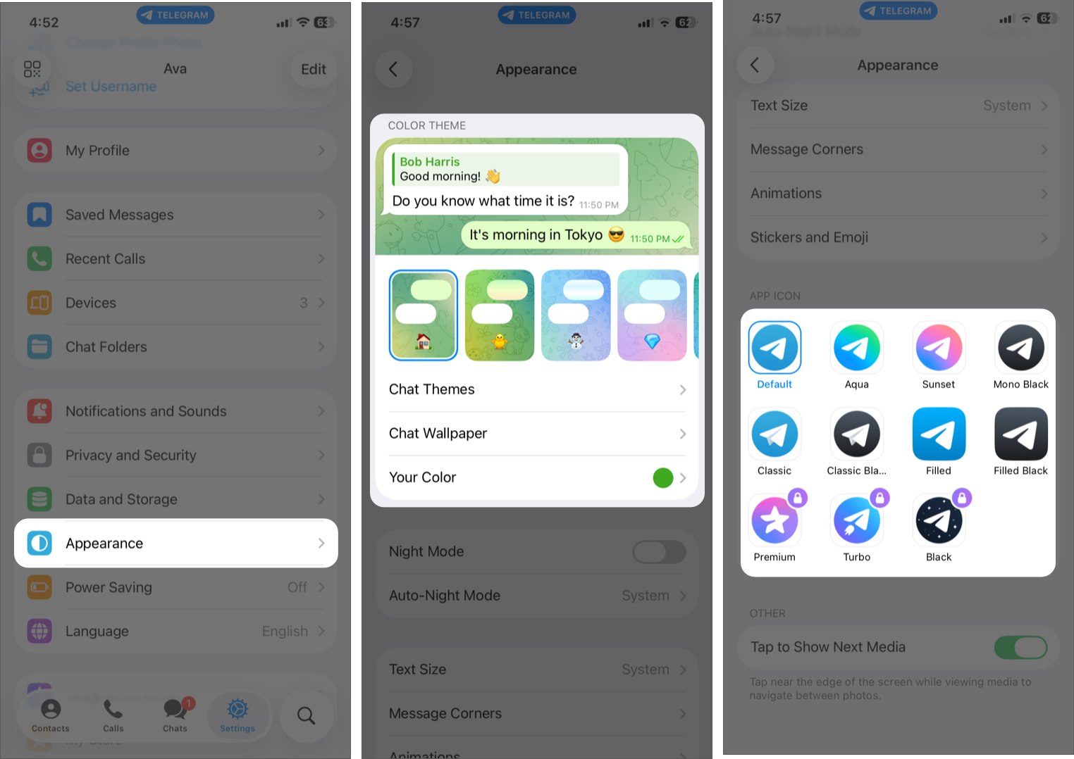 Customize Telegram appearance