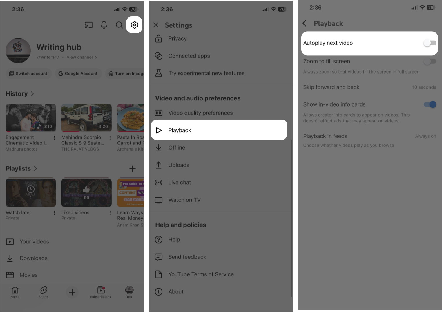 Disable Autoplay from Settings