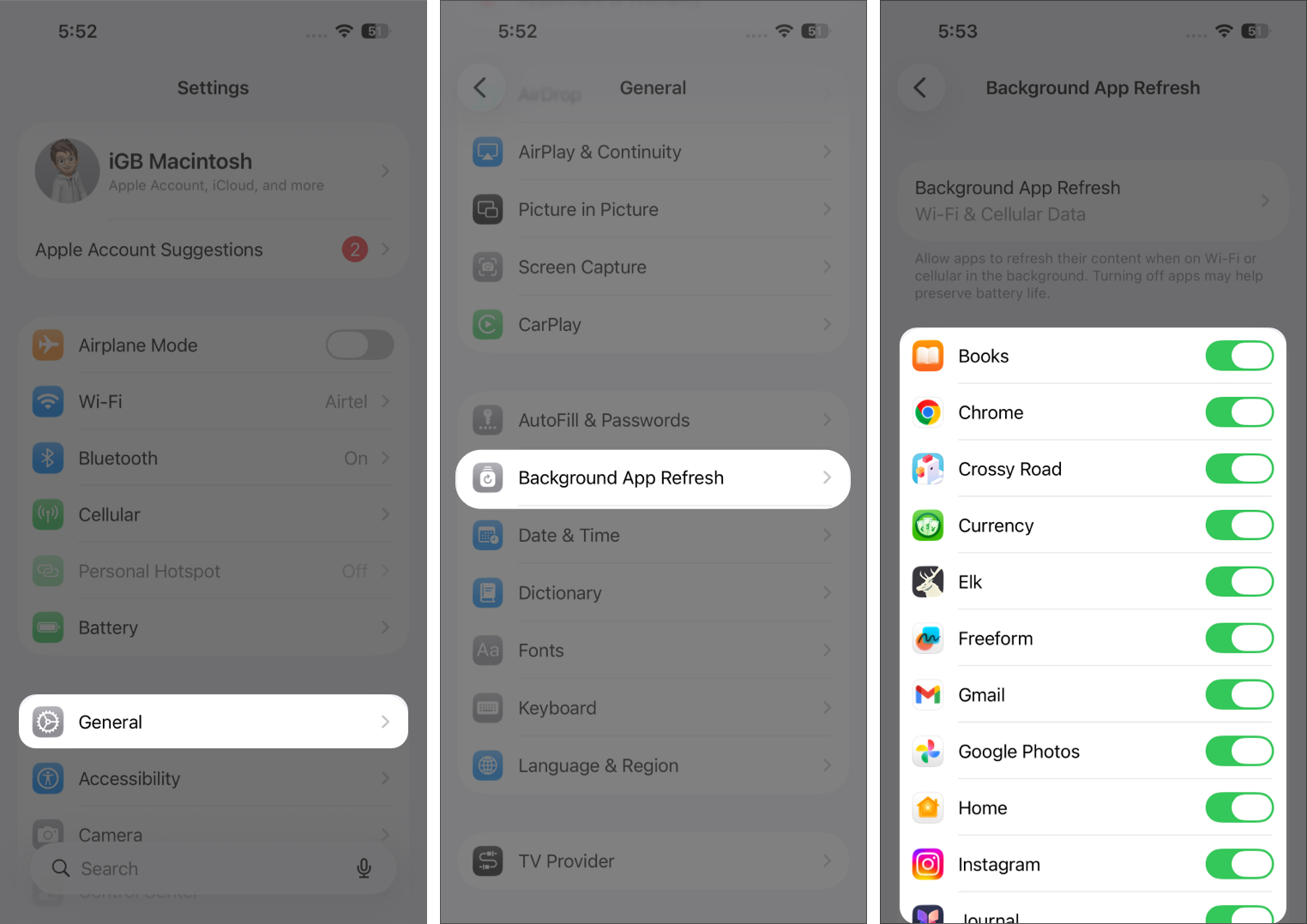 Disable Background App Refresh