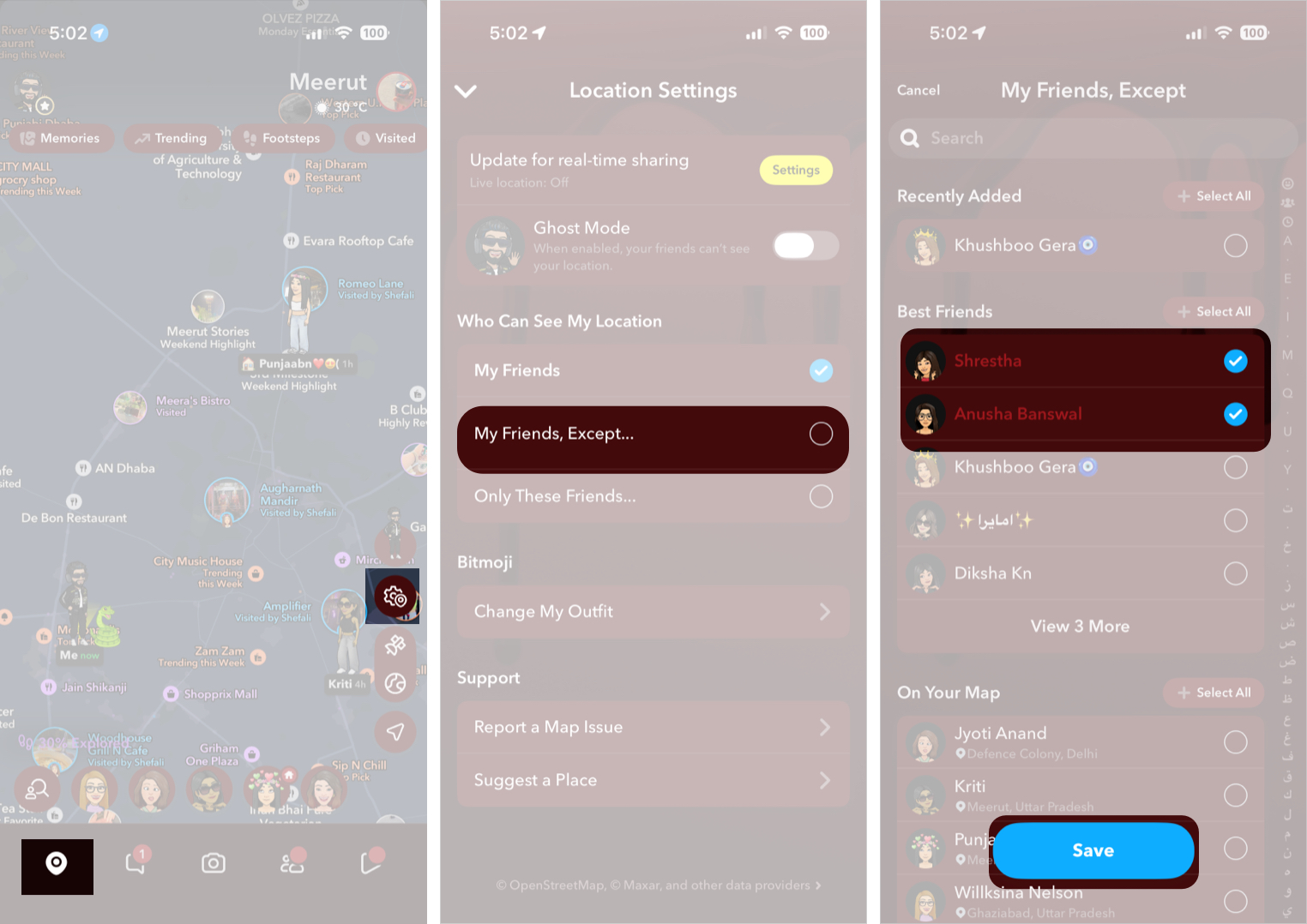 Hide Location From Specific Friends Only