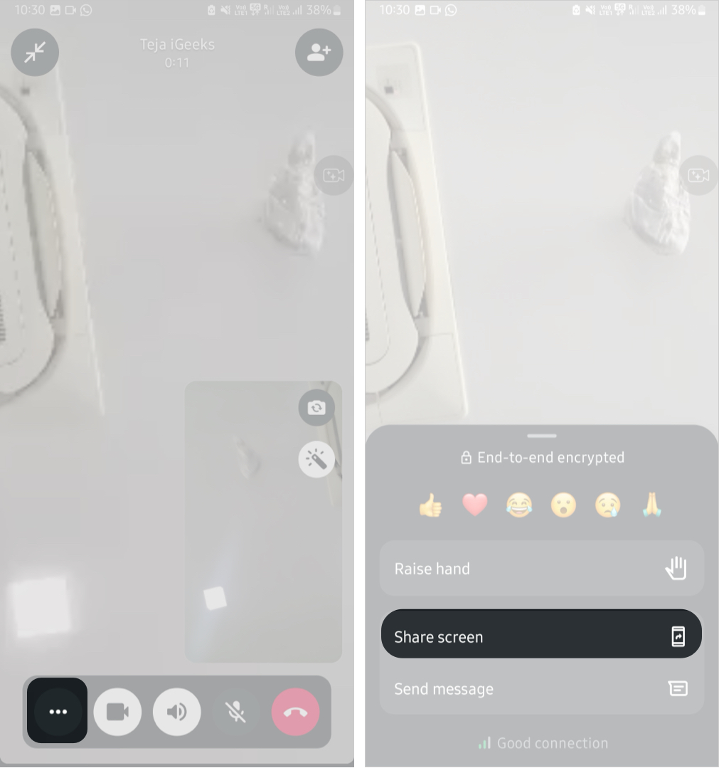 Screen on WhatsApp on Android