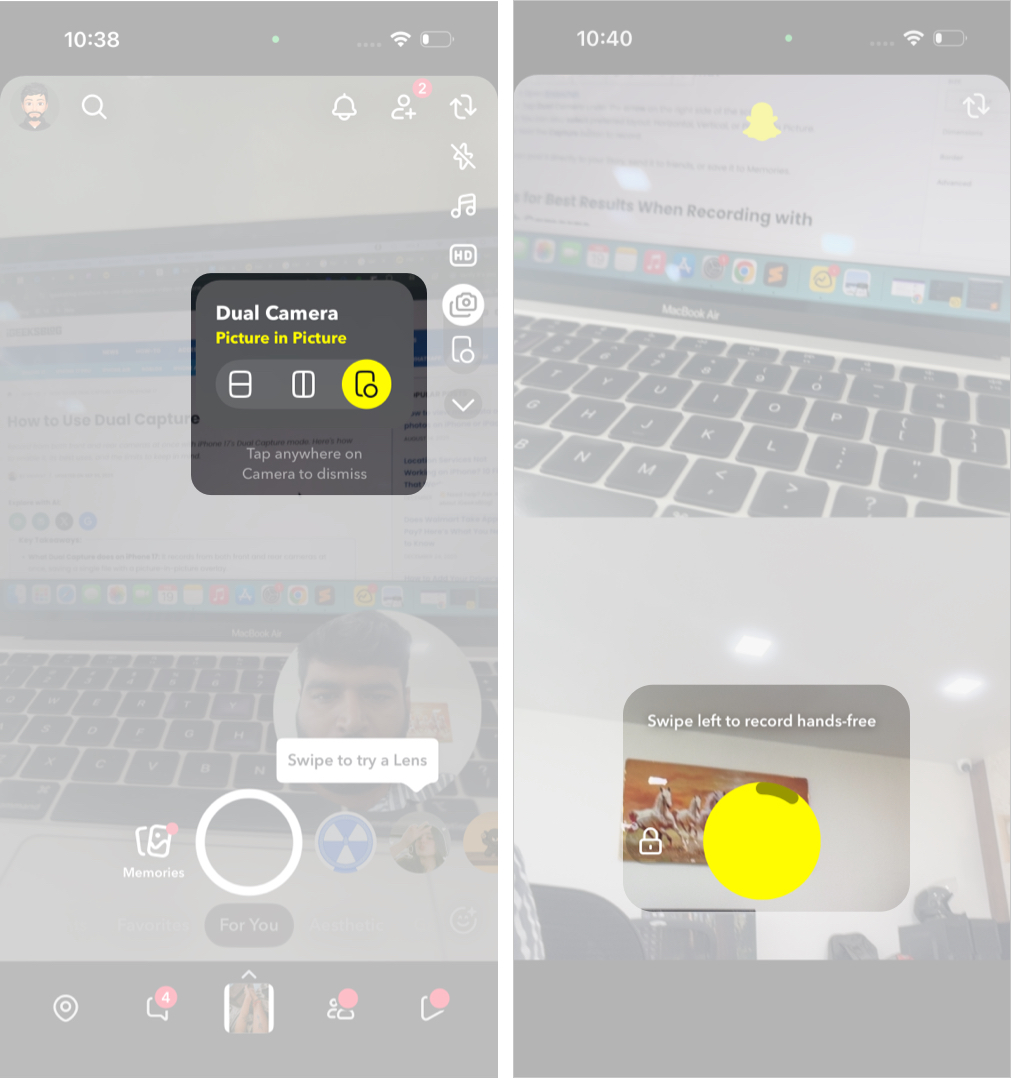 Select a Preferred Layout Hold the Capture Button