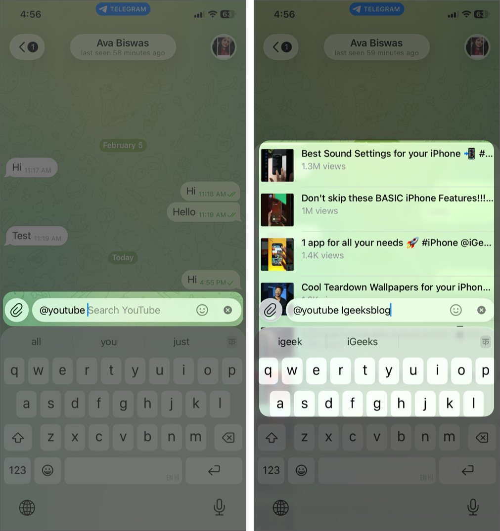 Send GIFs and YouTube videos more easily