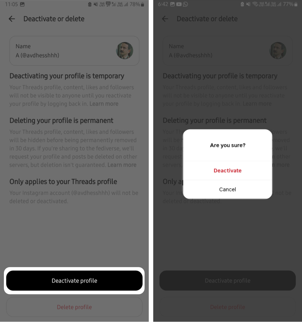 Temporarily Deactivate Your Threads Account