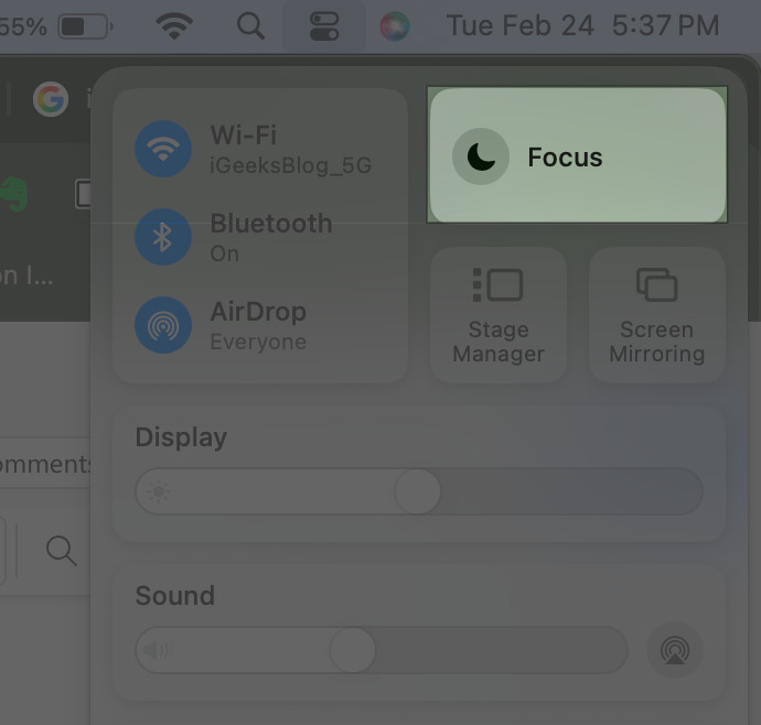 Temporarily Stop Calls Using Focus Mode in Mac
