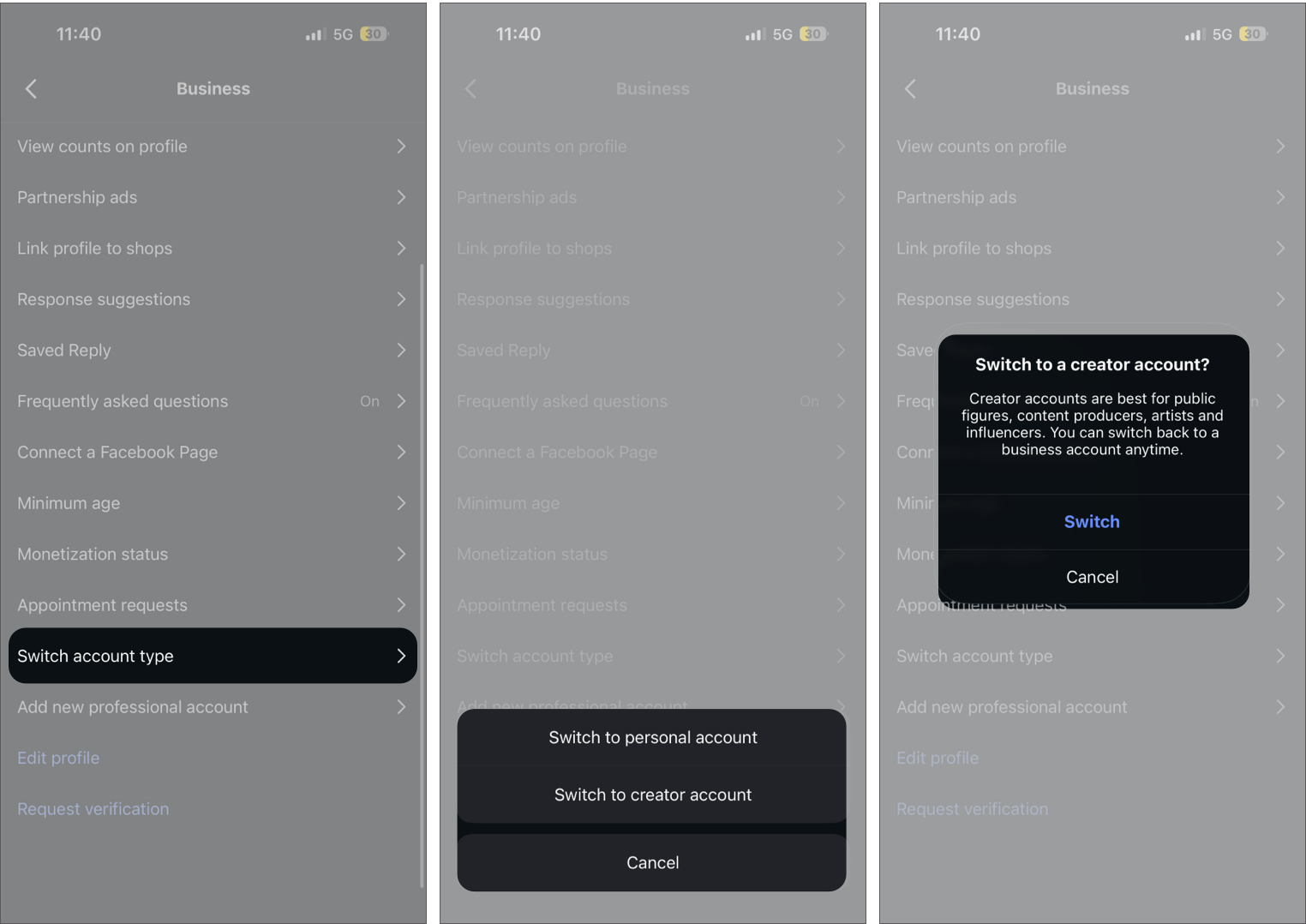 Turn Off a Business Account From the Account Settings