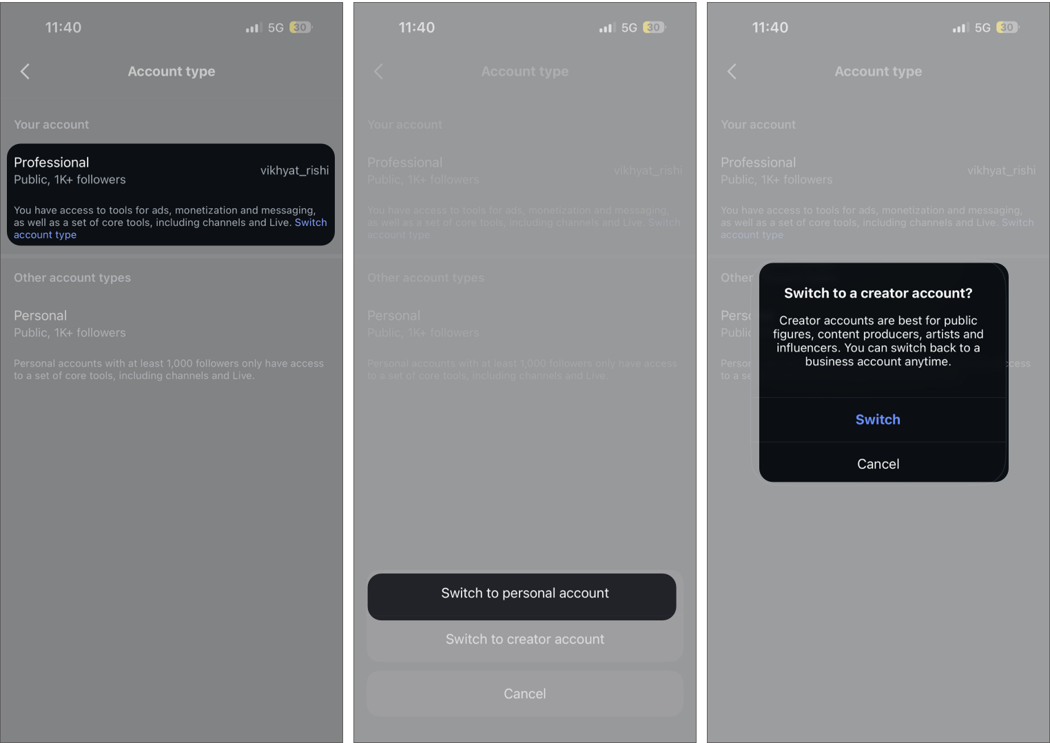 Turn Off a Business Account on Instagram Via the Professional Dashboard