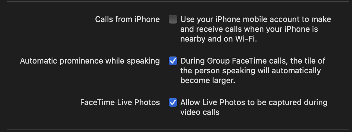 Uncheck Calls from iPhone