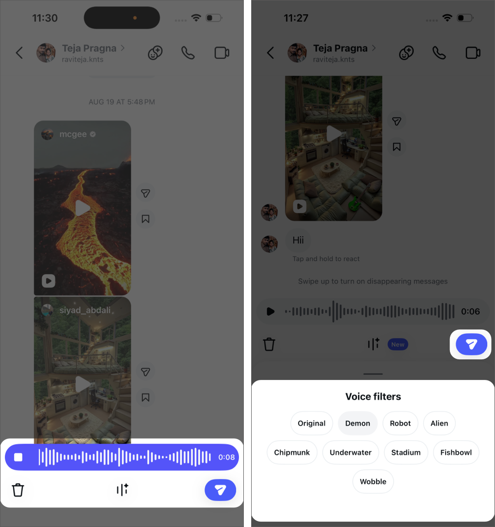 Use AI Voice Effects in Instagram DMs