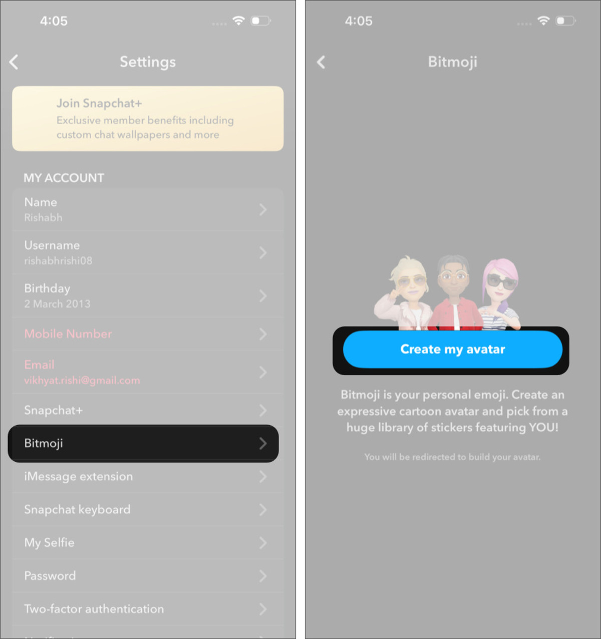 Create New Bitmoji On Snapchat