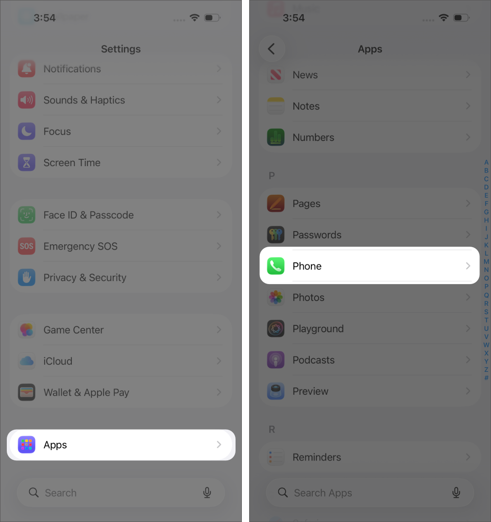 iPhone Phone App Settings