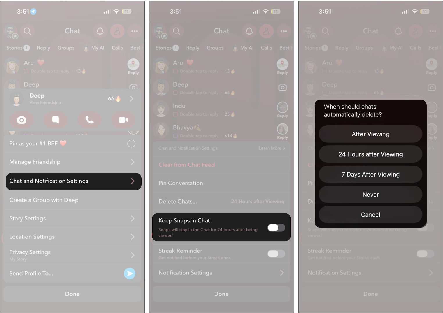 Adjusted Chat Auto Delete and Save Settings