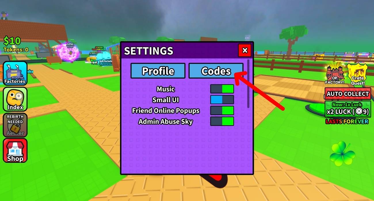 Click Code Button to Open the Box