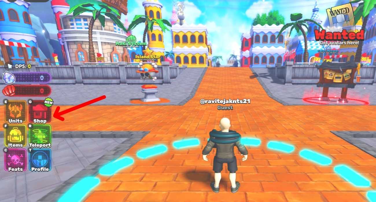 Click the Shop button on the left side of the screen.