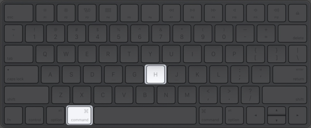 Command + H to hide apps