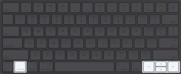 Control + Arrow keys for Mission Control