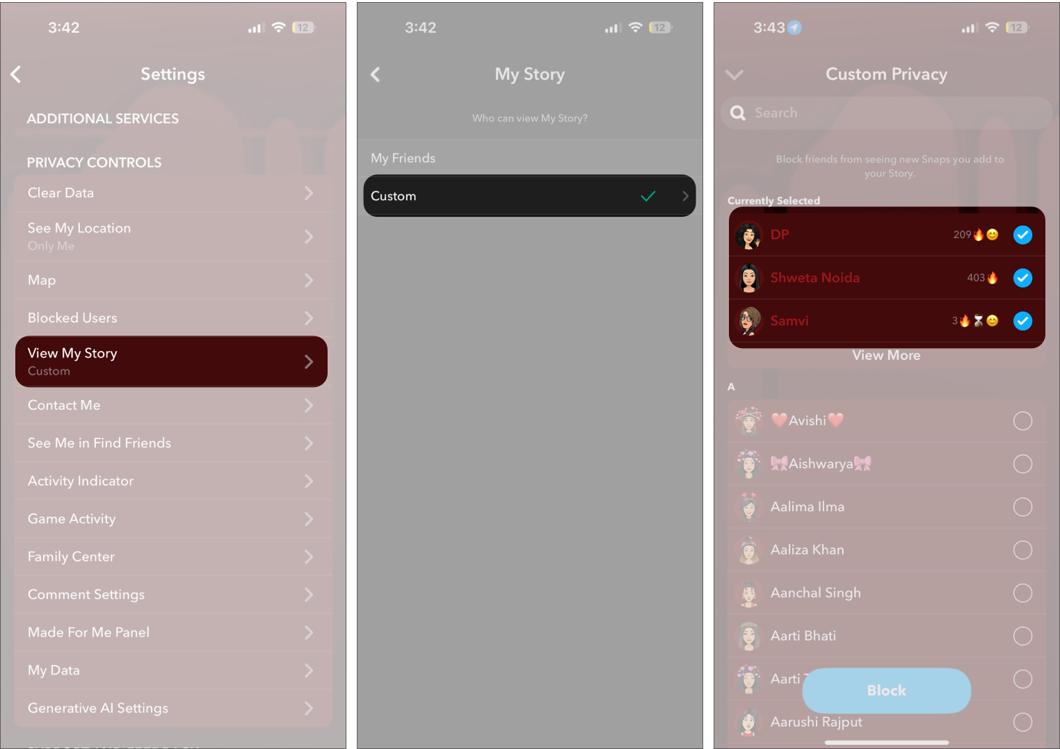 Customized Story Visibility