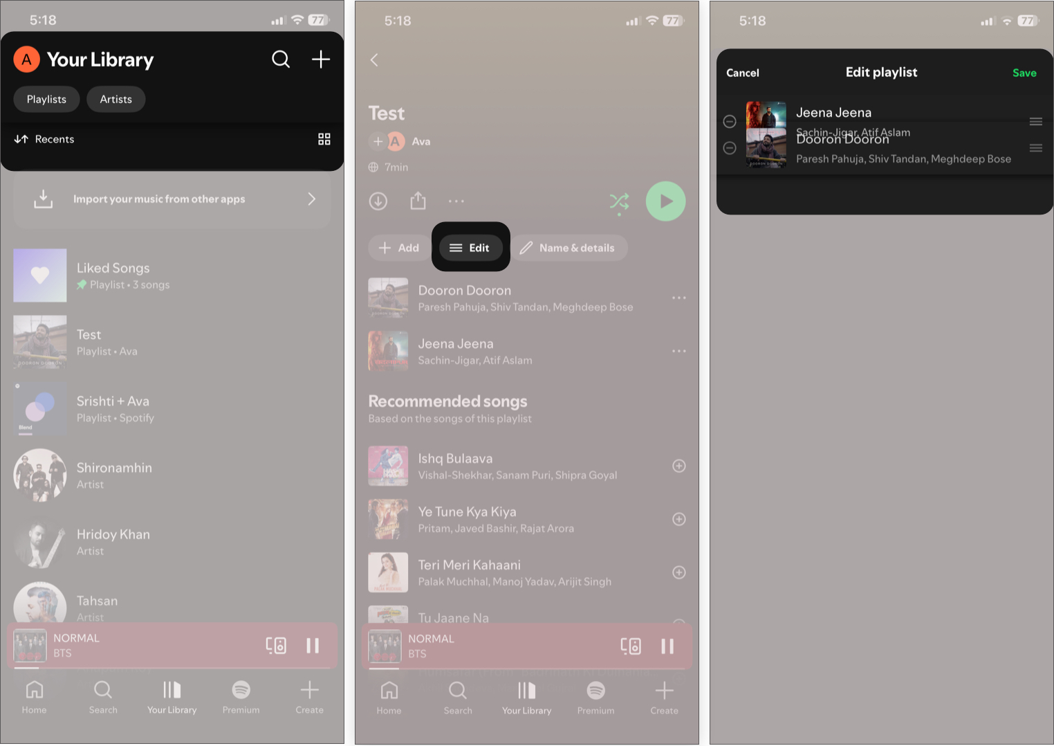 Drag to reorder tracks