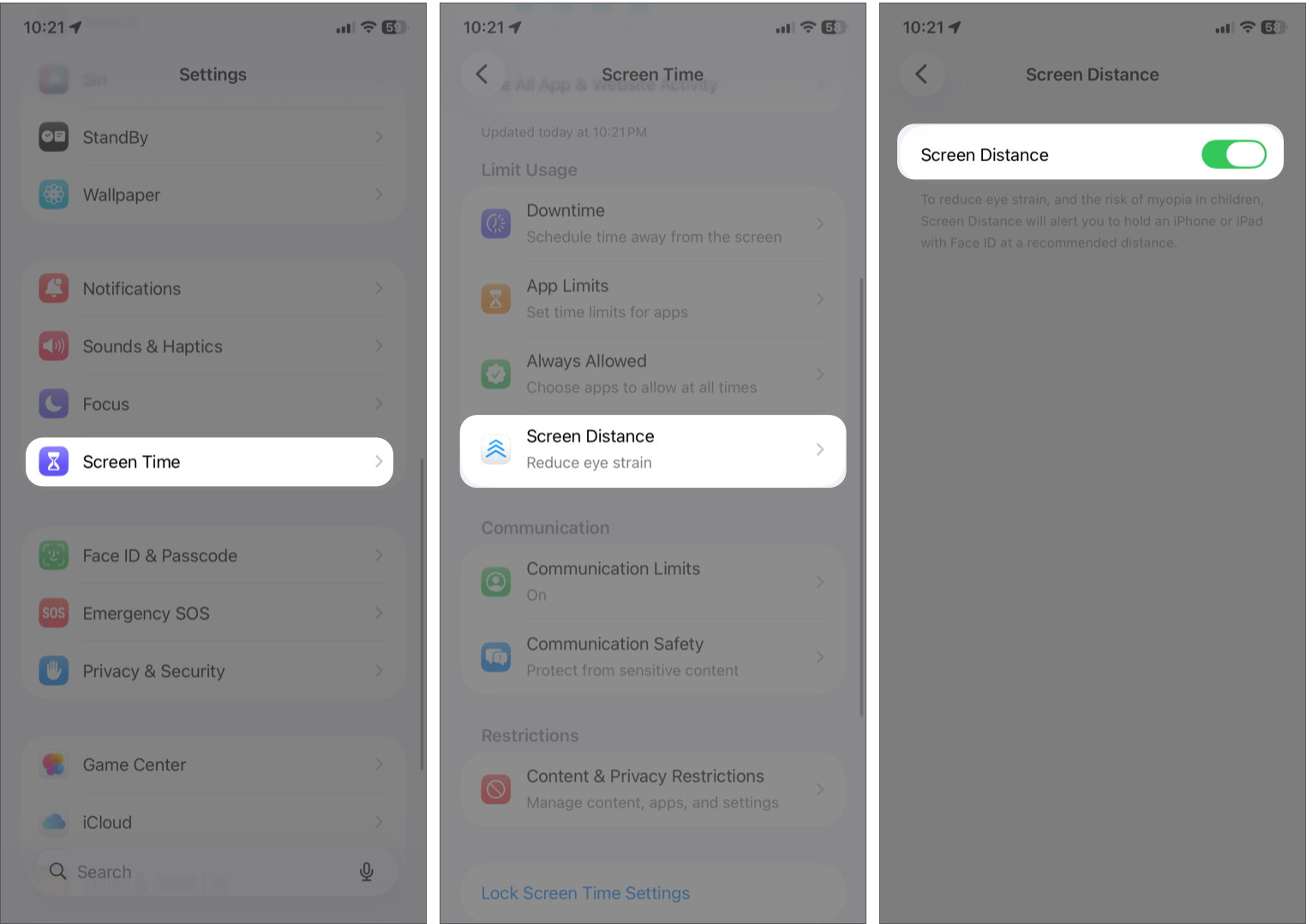 Enable Screen Distance