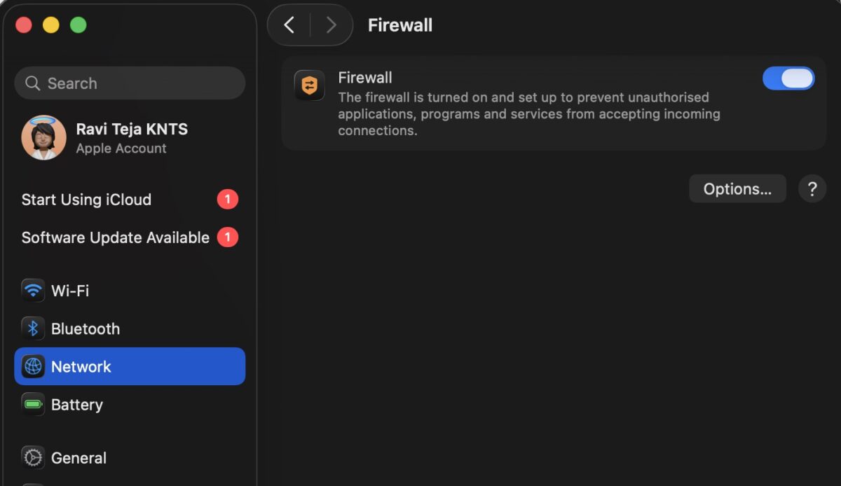 Firewall Settings on mac
