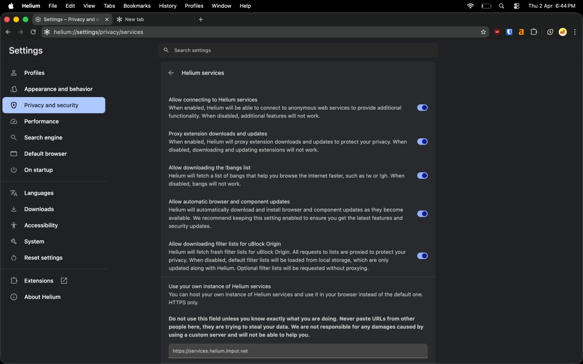Helium Privacy Services