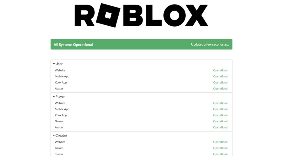 Roblox Status page