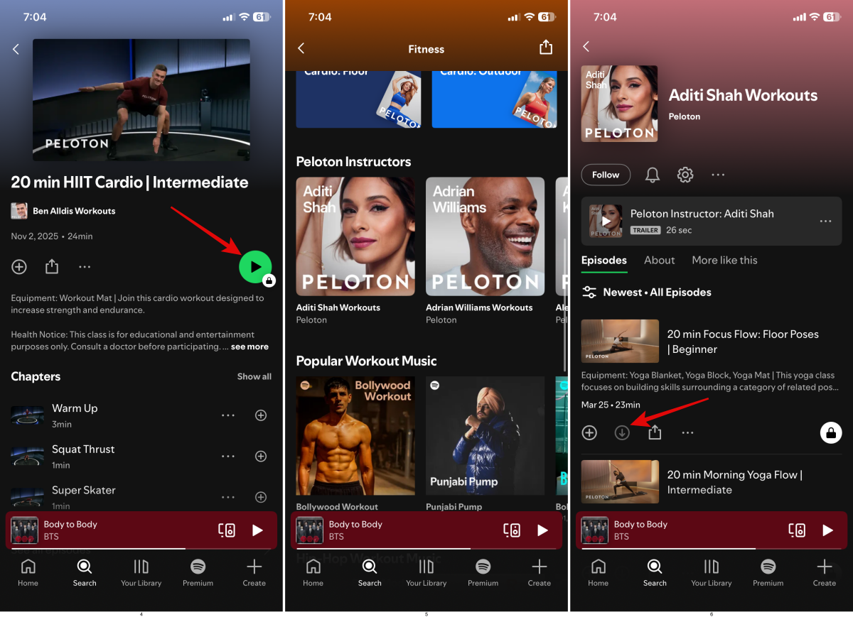 Spotify Fitness Workout & Instructor Steps
