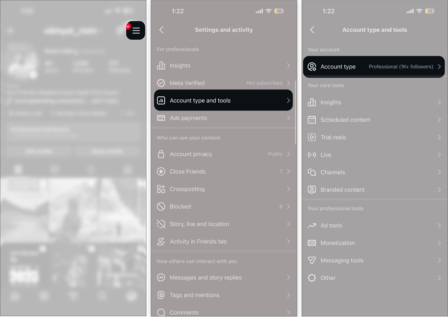 Switching Instagram Account Types
