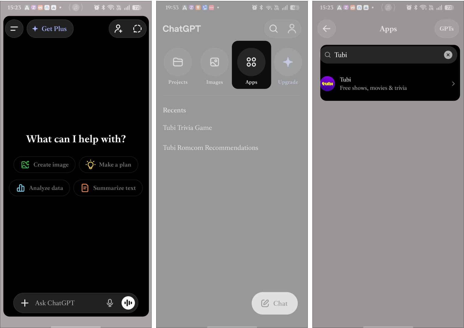 The Apps Available in ChatGPT And Search for Tubi App
