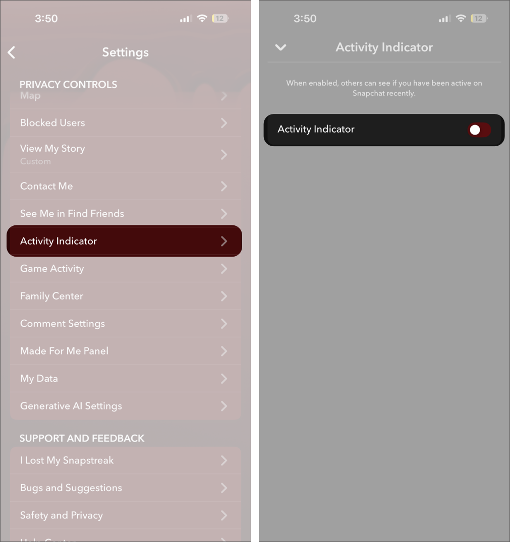 Turned off Activity Indicator