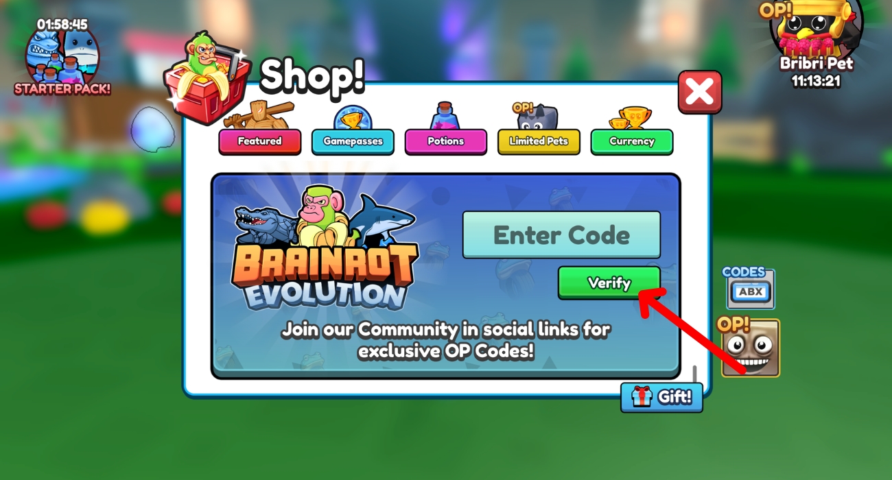 write a Code and Press verify to claim your rewards