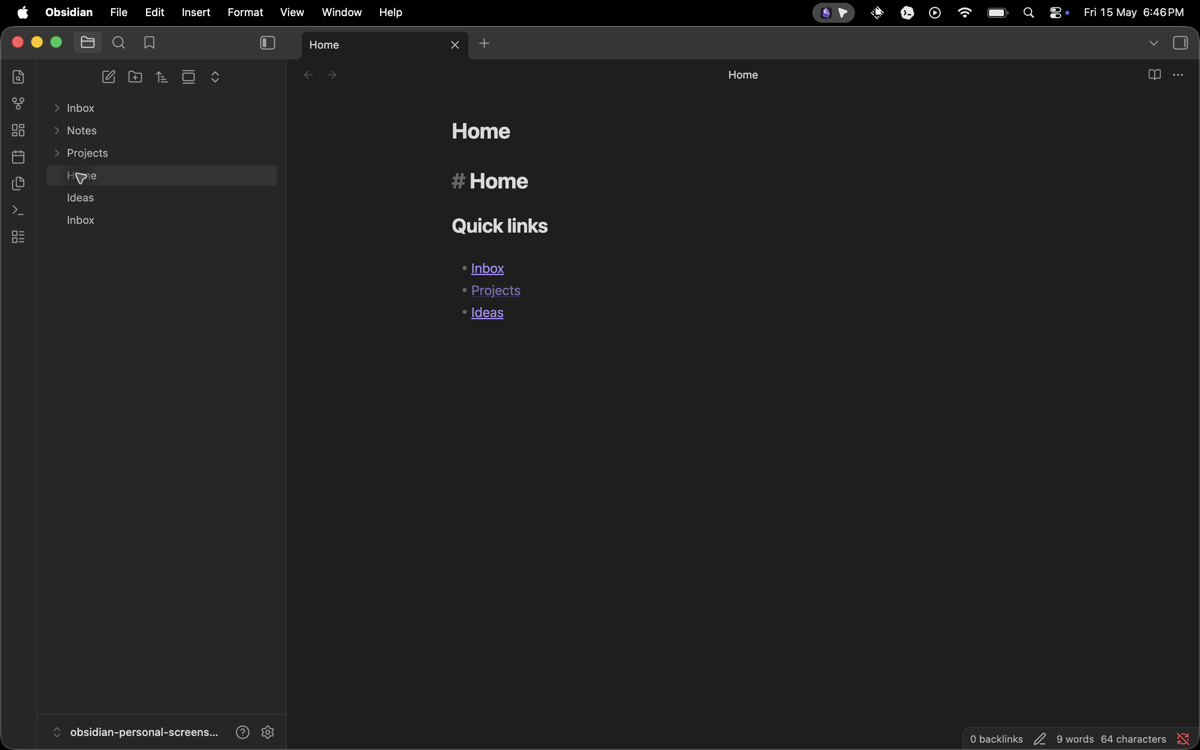 Home note quick links