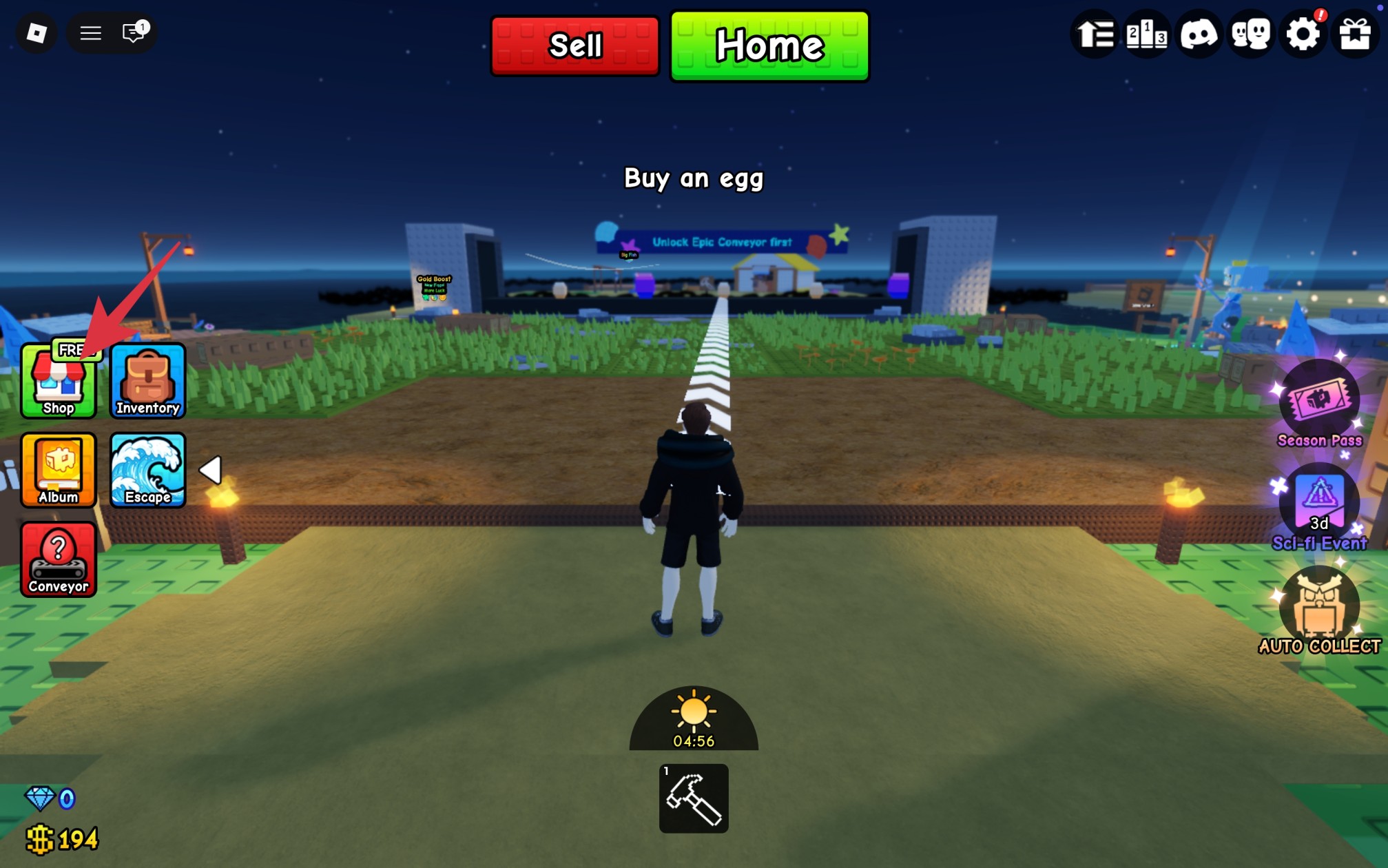 Click the Shop button on the left side