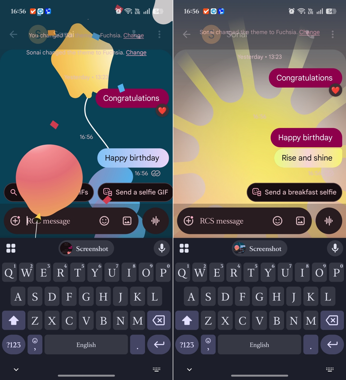 Full screen effects for special messages