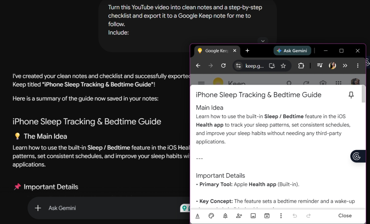 Gemini converts videos into notes and checklists