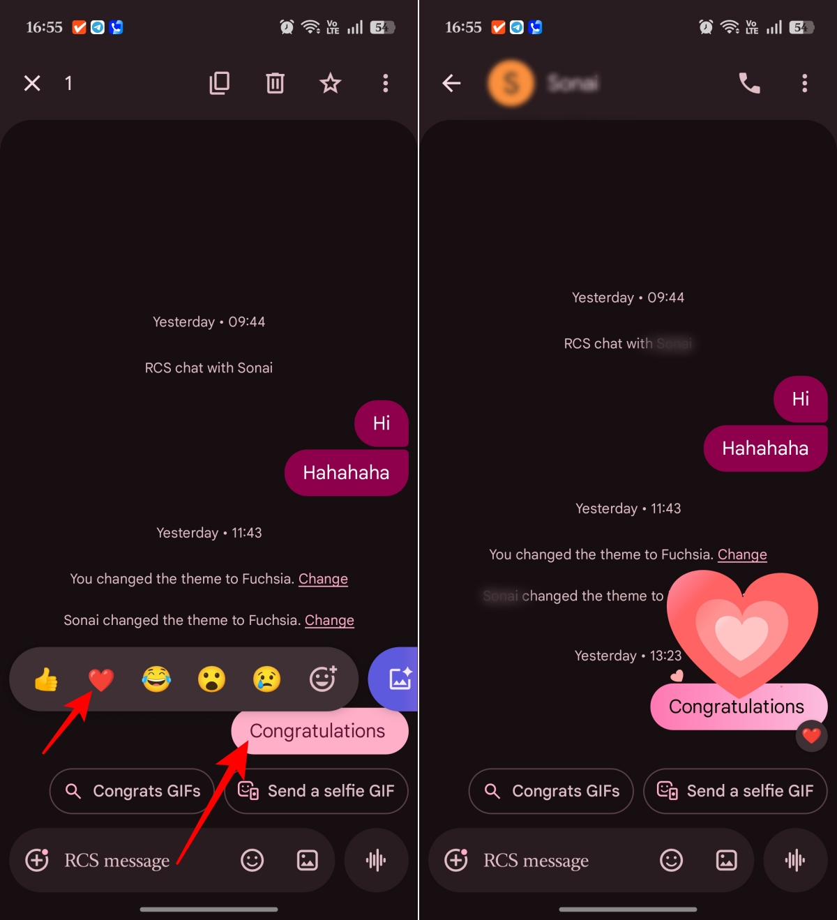 React to messages with emojis in Google Messages chat
