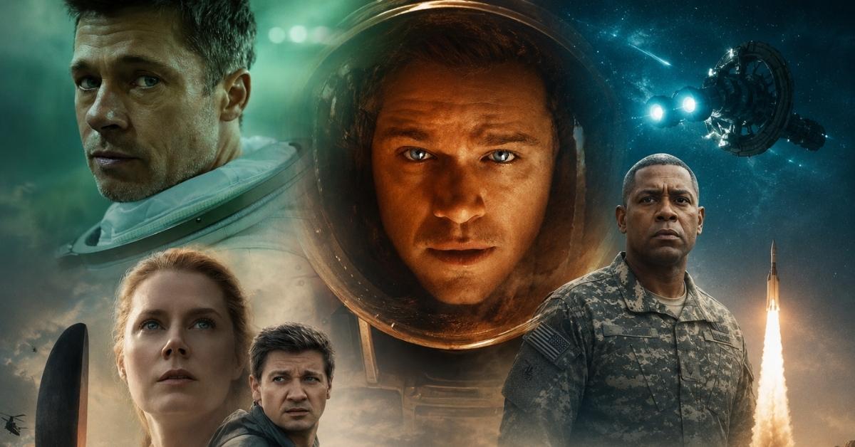 Sci fi movie collage inspired by Project Hail Mary themes
