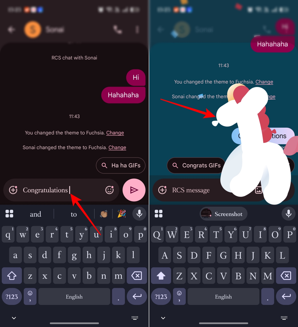 Send trigger phrases to view chat animations