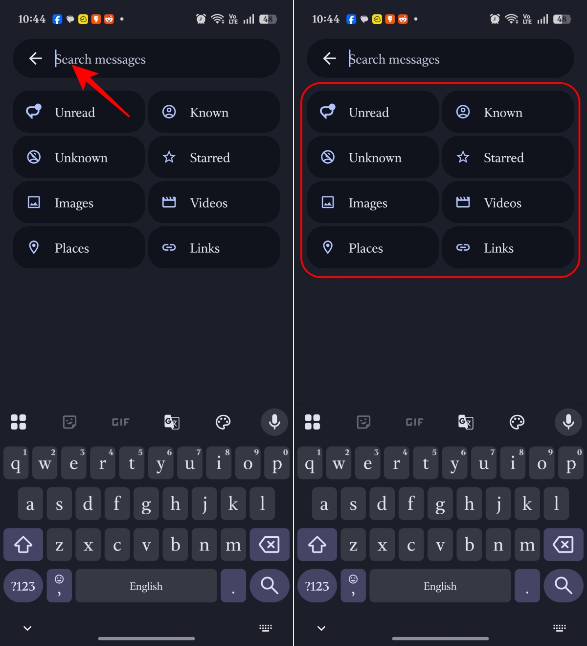 Use search filters or keywords to find messages quickly
