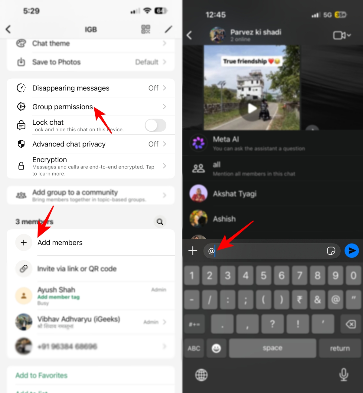 WhatsApp admin label and mention feature in group chats