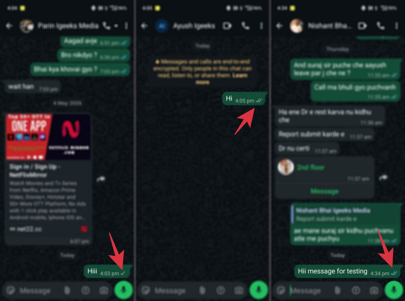WhatsApp messaging symbols