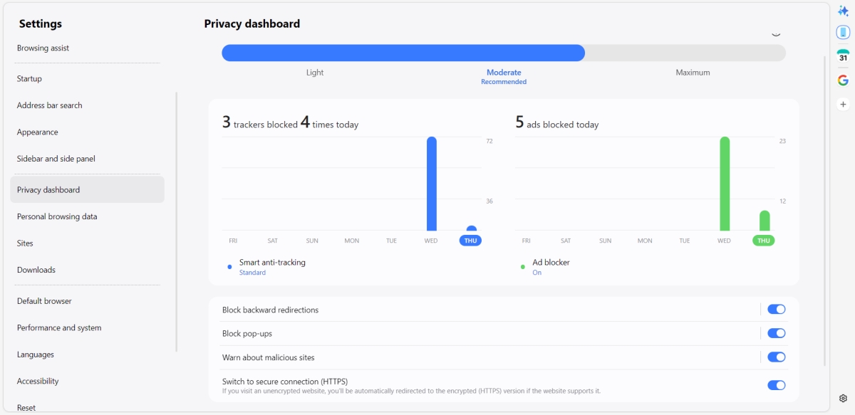 privacy dashboard